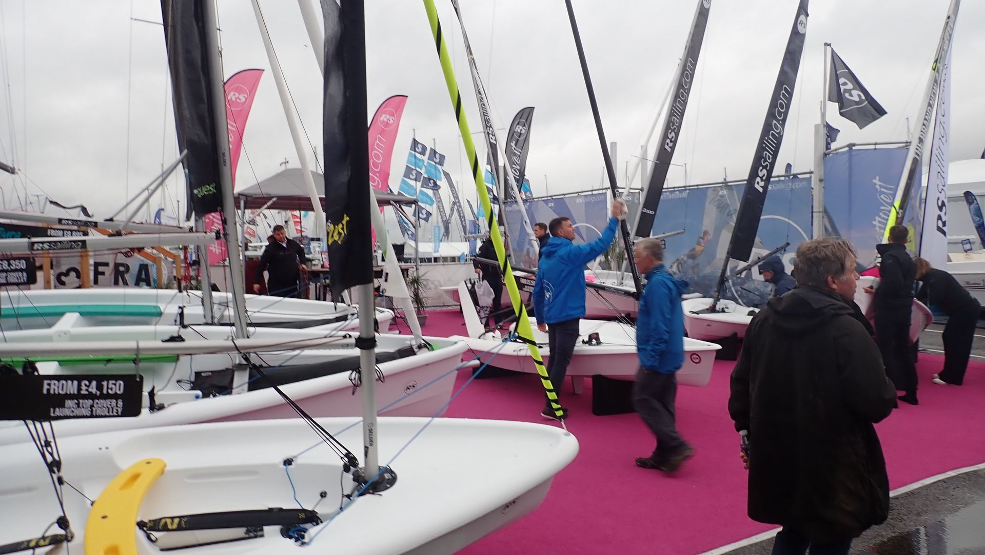 Looking at dinghies on tyeh RS sailing Stand