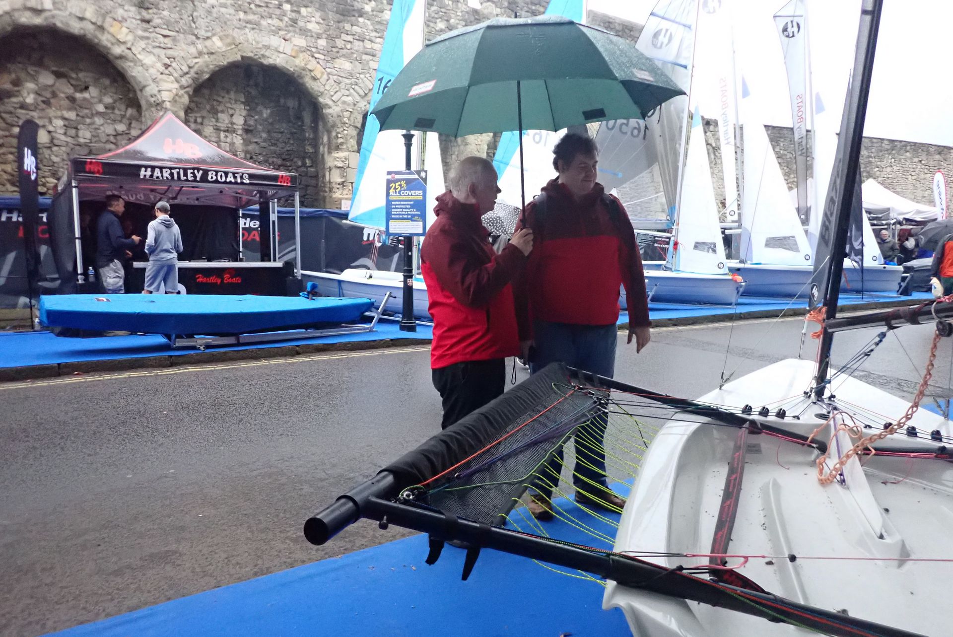 Admiring the boats in the rain