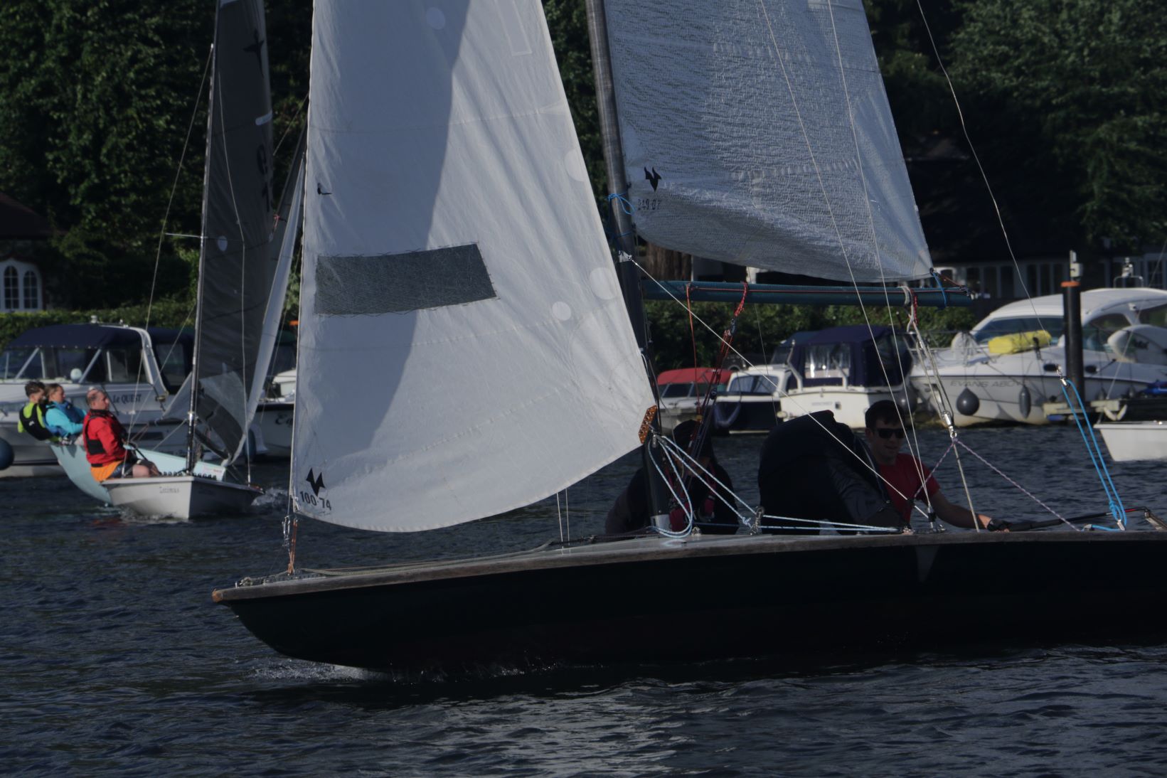 Corina passing the camera boat